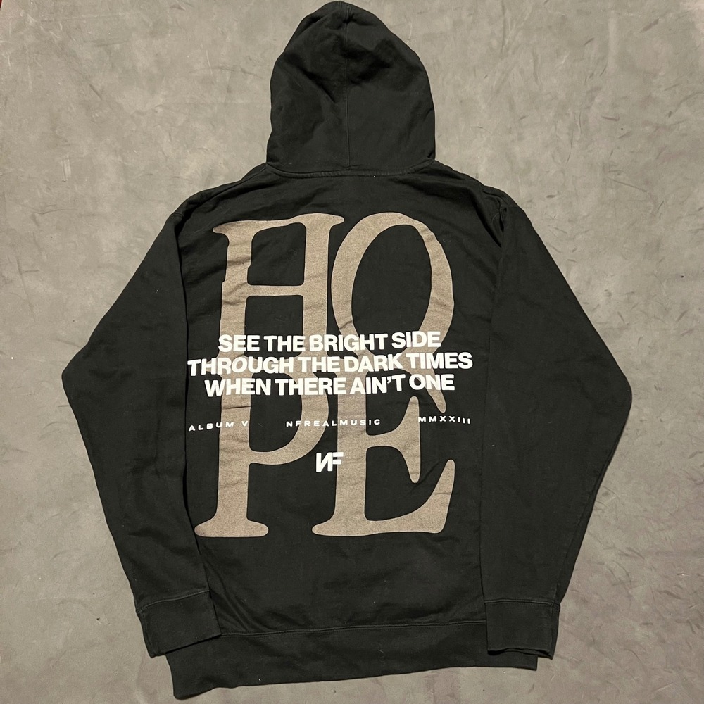 NF Hope Album V MMXXIII Tour Hoodie Mens Large Black Graphic Pullover